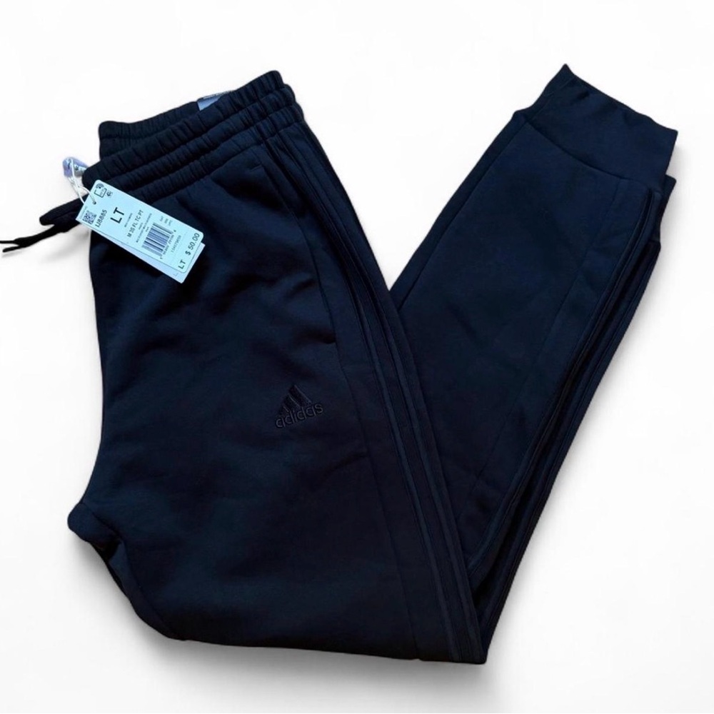 Men’s Adidas Drawstring Joggers LG-Tall NWT black with black stripes
